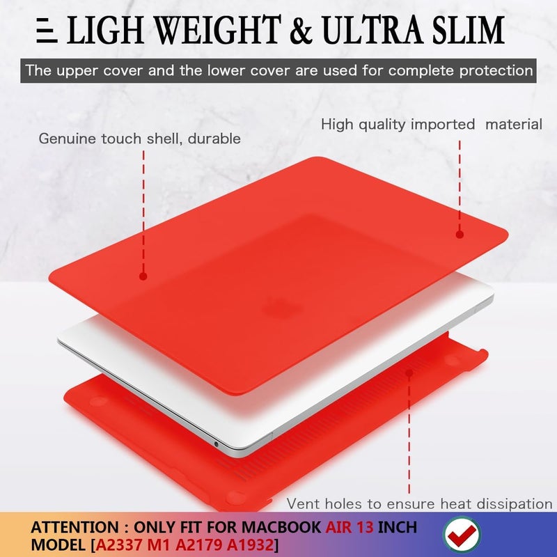 CISSOOK Cover for MacBook Air 13 Inch Case Red, Plastic Hard Shell Case with Keyboard Cover for MacBook Air 13 A2337 M1 A2179 A1932 Model 2021-2018 Release with Touch ID, Matte Red - Image 4